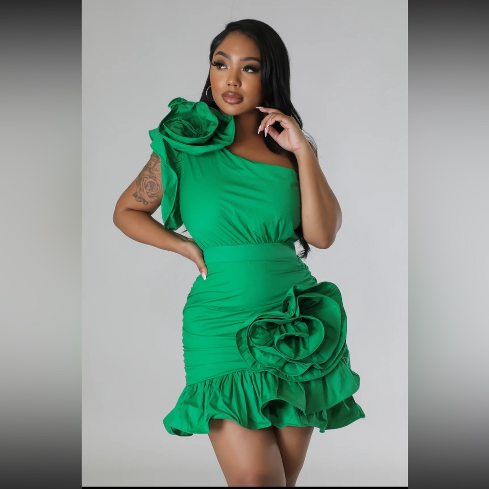 Green mini dress